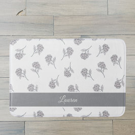 Timeless Botanical Bloom Soft Grey Monogram  Badmat