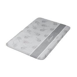 Timeless Botanical Bloom Soft Grey Monogram  Badmat