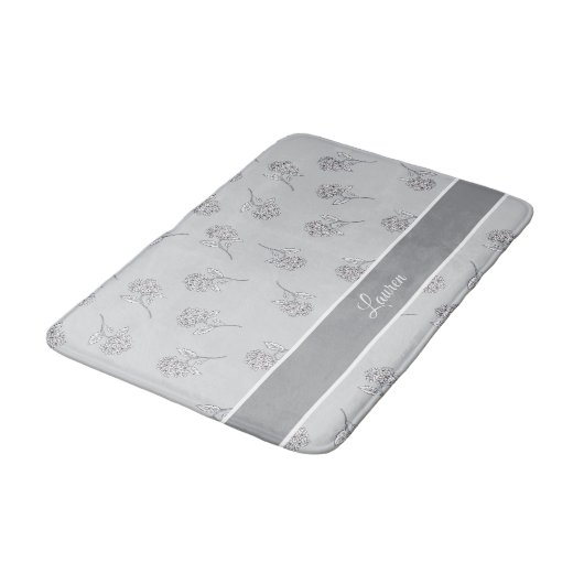 Timeless Botanical Bloom Soft Grey Monogram  Badmat (Gekanteld)