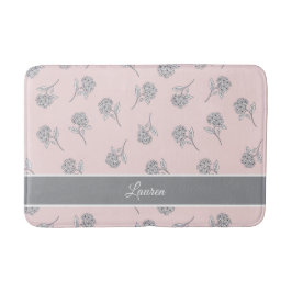 Timeless Botanical Bloom Soft Pink Monogram Bath Badmat