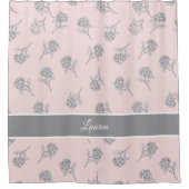 Timeless Botanical Bloom Soft Pink Monogram Douchegordijn (Voorkant)