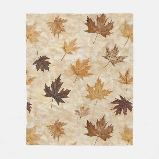 Timeless Botanical Harmony – Leaf in Warm Neutrals Fleece Deken (Voorkant)