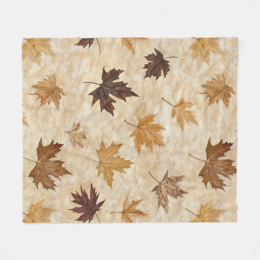 Timeless Botanical Harmony – Leaf in Warm Neutrals Fleece Deken (Voorkant (Horizontaal))