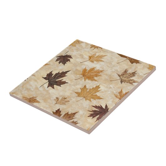 Timeless Botanical Harmony – Leaf in Warm Neutrals Tegeltje (Zijkant)