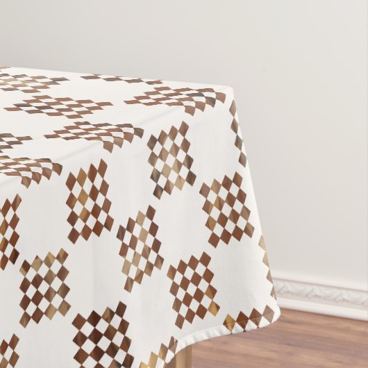 Timeless Brown and Beige Checkered Pattern Tafelkleed (Voorbeeld)