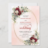 Timeless Burgundy Bohemian Floral Wedding Invite Kaart (Voorkant)