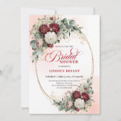 Timeless Burgundy Flowers with Gold Bridal Shower  Kaart (Voorkant)