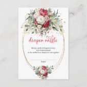 Timeless Burgundy Gold Floral Diaper Raffle Informatiekaartje (Voorkant)