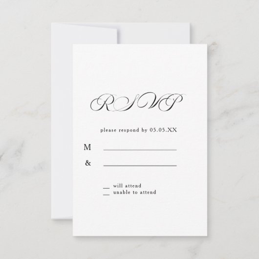 Timeless Calligraphy Classic White Wedding RSVP (Achterkant)