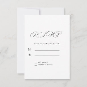 Timeless Calligraphy Classic White Wedding RSVP