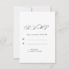 Timeless Calligraphy Classic White Wedding RSVP Kaartje