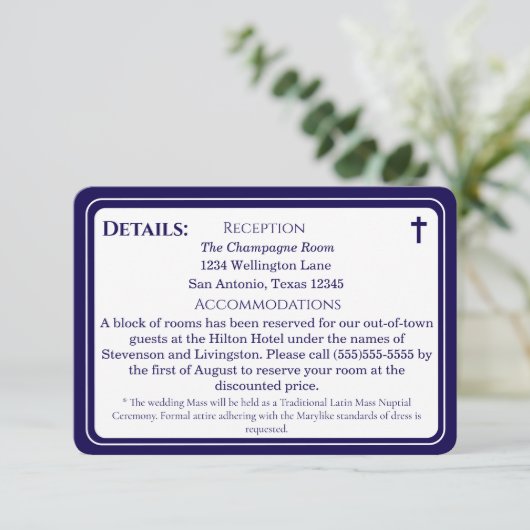 Timeless Catholic Monogrammed Enclosure Card Informatiekaartje (Staand voorkant)