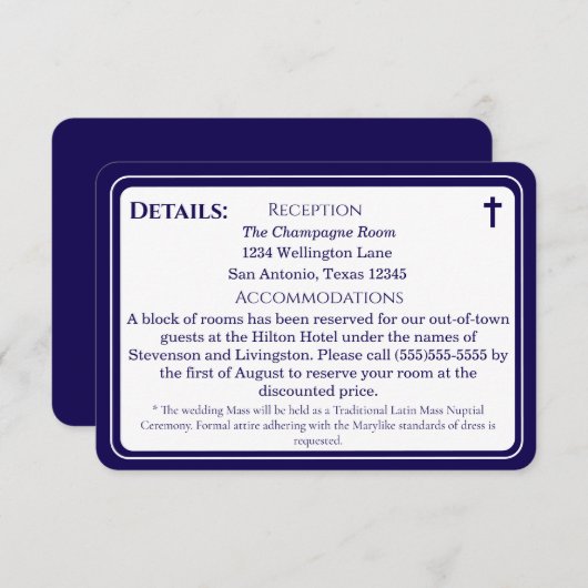 Timeless Catholic Monogrammed Enclosure Card Informatiekaartje (Voorkant / Achterkant)