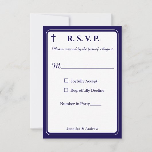 Timeless Catholic Monogrammed Response Card RSVP Kaartje (Voorkant)