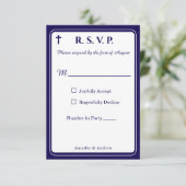 Timeless Catholic Monogrammed Response Card RSVP Kaartje (Staand voorkant)