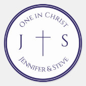 Timeless Catholic Monogrammed Ronde Sticker (Voorkant)