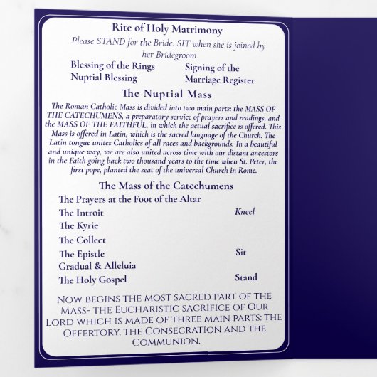 Timeless Catholic Monogrammed Trifold Program Drieluik Programma (Binnenzijde eerst)