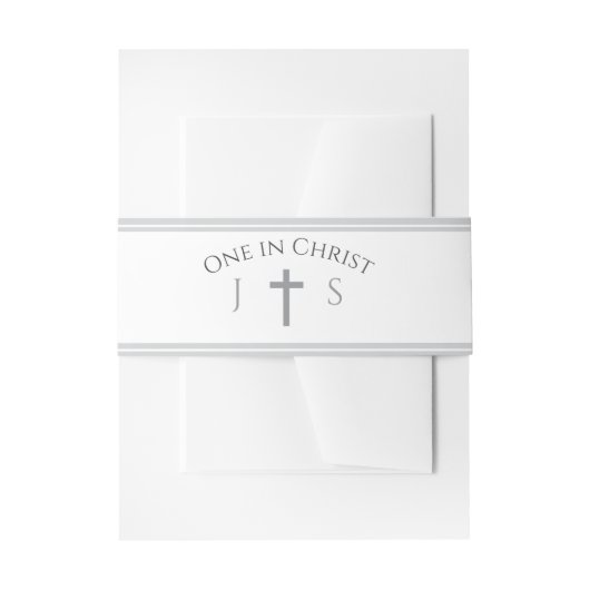 Timeless Catholic Monogrammed Uitnodigingen Wikkel (Voorkant Voorbeeld)