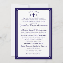 Timeless Catholic Monogrammed Wedding Invitation Kaart