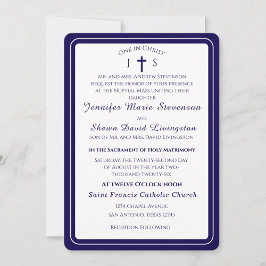 Timeless Catholic Monogrammed Wedding Invitation Kaart