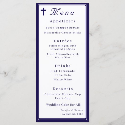 Timeless Catholic Monogrammed Wedding Menu (Voorkant)