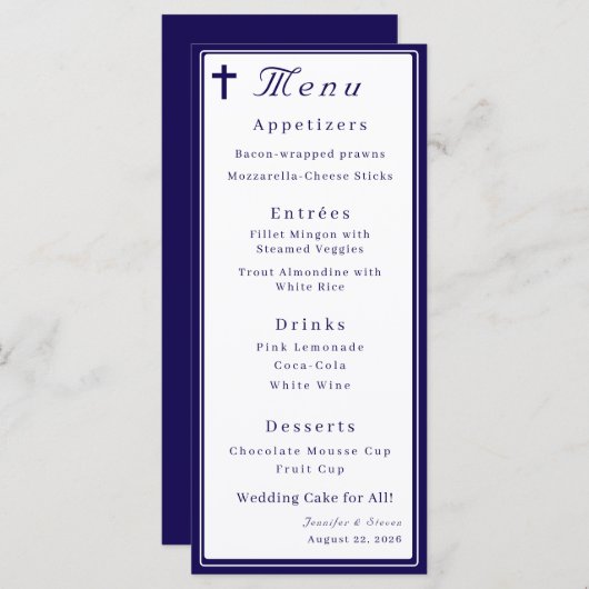 Timeless Catholic Monogrammed Wedding Menu (Voorkant / Achterkant)