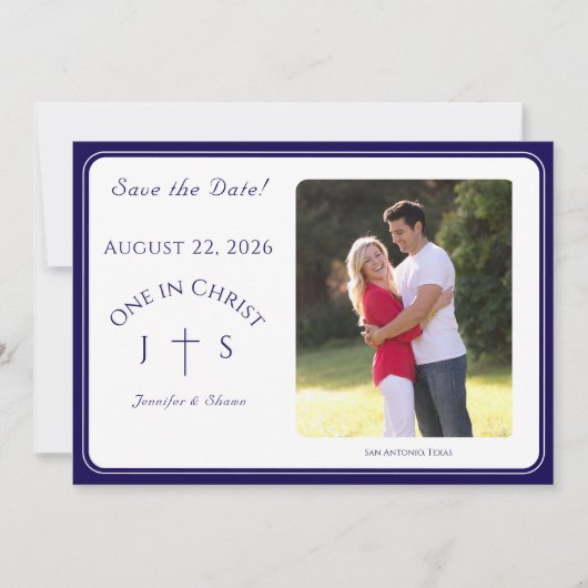 Timeless Catholic Monogrammed Wedding  Save The Date (Voorkant)