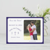 Timeless Catholic Monogrammed Wedding  Save The Date (Staand voorkant)