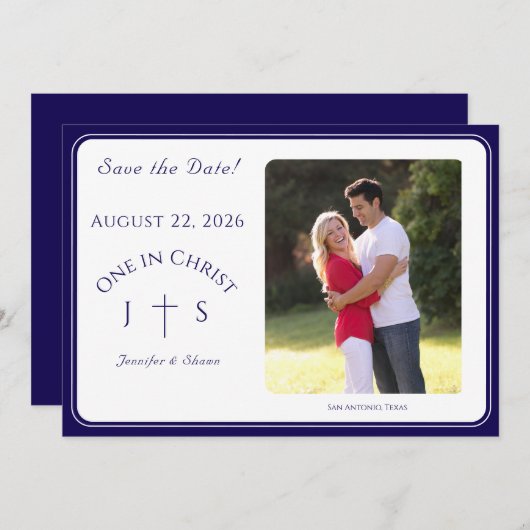 Timeless Catholic Monogrammed Wedding  Save The Date (Voorkant / Achterkant)