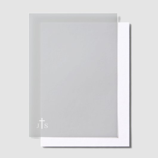 Timeless Catholic Monogrammed Wedding  Vellum Uitnodigingen (Offset)