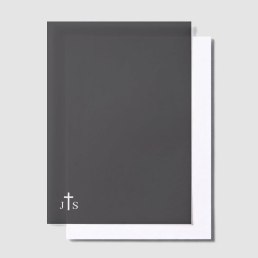 Timeless Catholic Monogrammed Wedding Vellum Uitnodigingen (Offset)