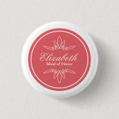 Timeless Charm Wedding Party Name Button - Roos (Voorkant)
