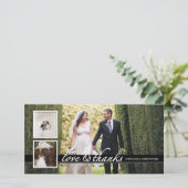 Timeless Chic Weduwen Dank je drie fotokaart Bedankkaart (Staand voorkant)