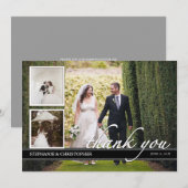 Timeless Chic Weduwen Dank je drie fotokaart Bedankkaart (Voorkant / Achterkant)