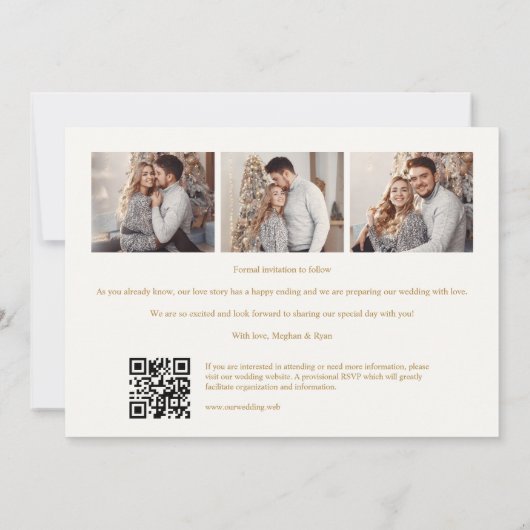 Timeless Christmas Holly Branches 3 Photos Classic Save The Date (Achterkant)