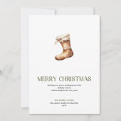 Timeless Christmas Stocking Neutral Gold Minimal   Feestdagenkaart (Voorkant)