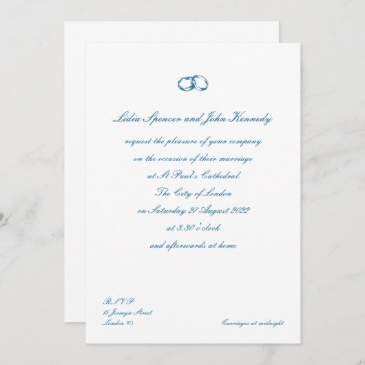 Timeless Classic British Style Wedding Invitation Kaart (Voorkant / Achterkant)