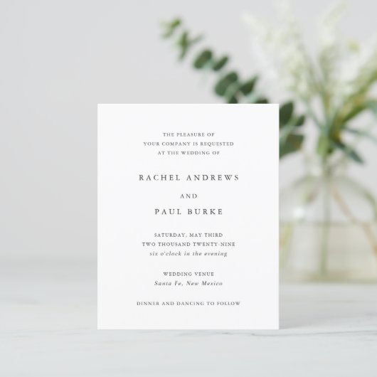 Timeless Classic Formal Wedding Invitation (Staand voorkant)