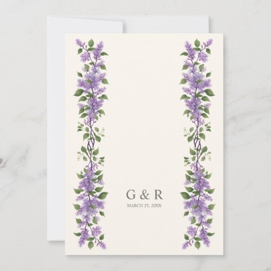 Timeless Classic Lilac Flowers Branches Wedding Kaart (Achterkant)