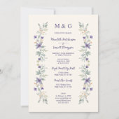 Timeless Classic Purple Flowers Branches Wedding Kaart (Voorkant)