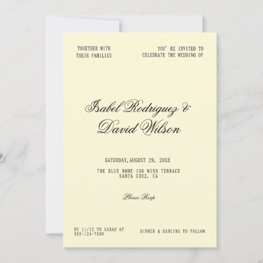 Timeless Cream Script Wedding Kaart (Voorkant)
