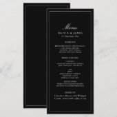 Timeless Dark Black Modern Minimalist Wedding Menu (Voorkant / Achterkant)