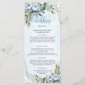 Timeless Dusty Blue Gold Glitter Frame Wedding  Menu (Voorkant)