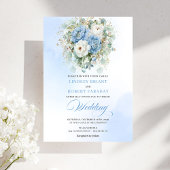 Timeless Dusty Blue White Peony Floral Wedding Kaart