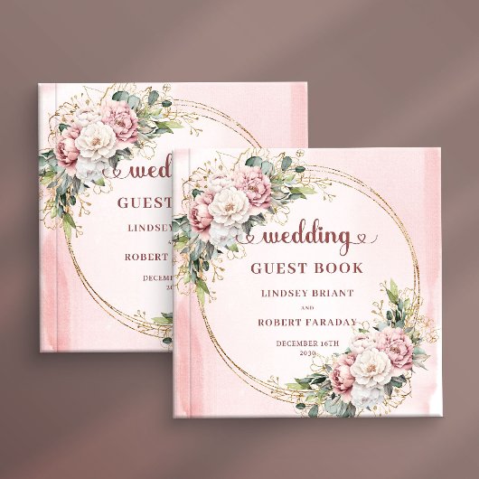 Timeless Dusty Pink Floral Eucalyptus Guest Book Gastenboek