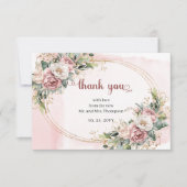 Timeless Dusty Pink Floral Greenery Wedding Thank Bedankkaart (Voorkant)