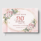 Timeless Dusty Pink Gold Greenery 90th Birthday Gastenboek (Voorkant)
