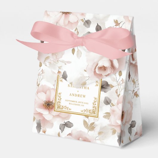 Timeless Dusty Pink Ivory Gold Wedding Bedankt Bedankdoosjes (Voorkant Zijde)