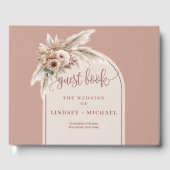 Timeless Dusty Pink Pampas Roses Boho Arch Wedding Gastenboek (Voorkant)