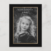 Timeless Elegance Black & Gold New Year Photo Card Feestdagenkaart (Voorkant)